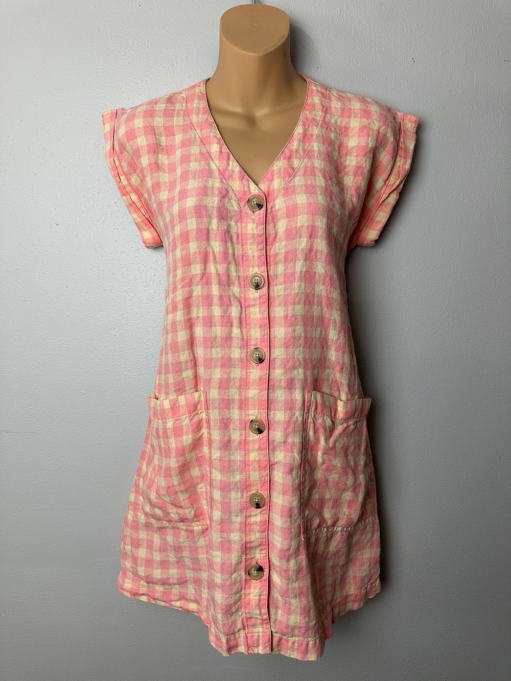 Lou & Grey Linen Gingham Tunic Cottagecore Picnic Chic Vintage Charm